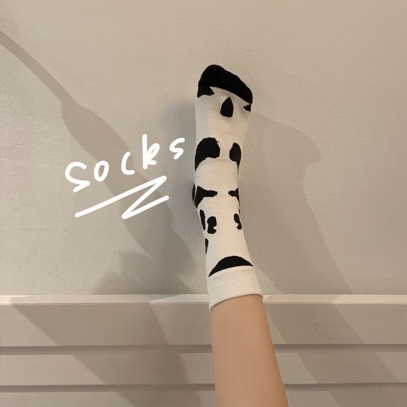 Black and white milk spot stockings women's Korean version ins style new versatile college style cute soft girl spring and summer