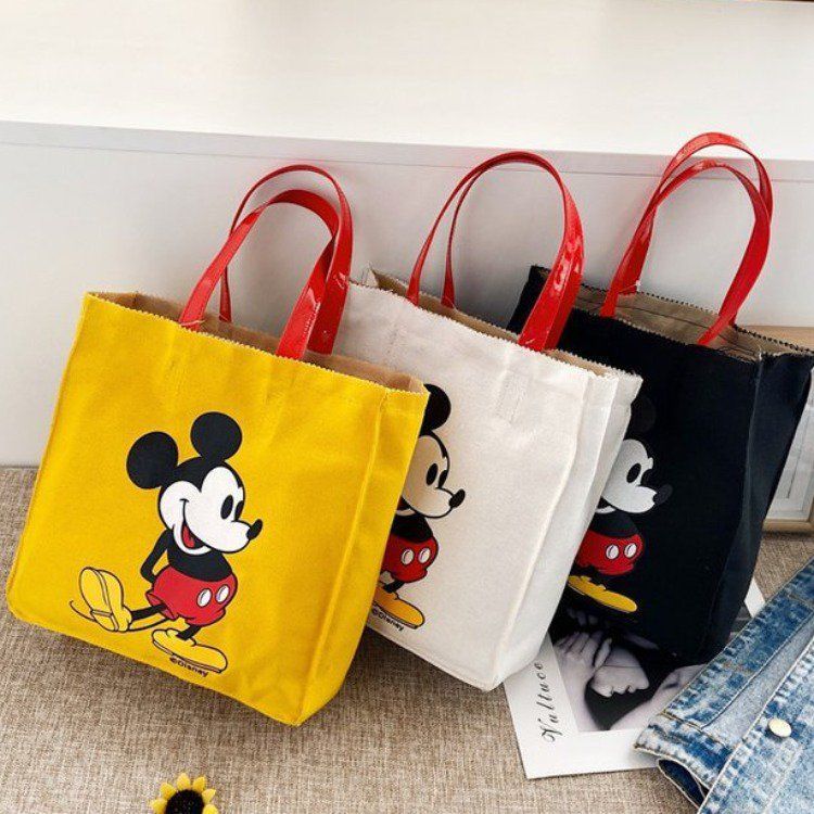New Mickey bag women's Korean Version cute creative canvas bag cartoon portable women's handbag tutorial shopping bag