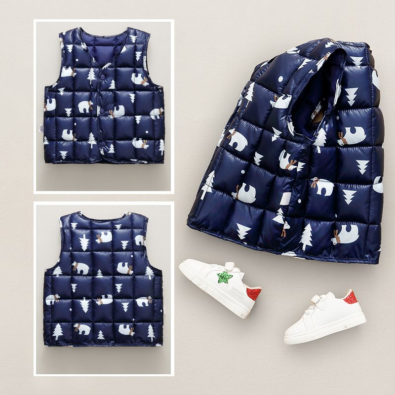 Children's Vest Boys and girls down cotton spring and autumn kindergarten children's light and warm, foreign style wear inside and outside