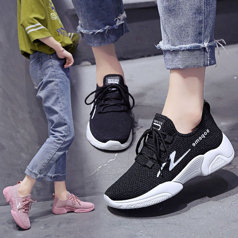 Spring and autumn versatile women's tennis shoes breathable casual shoes anti slip wear-resistant sports shoes student casual single shoes