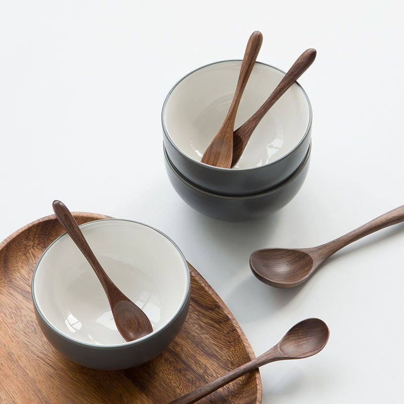 黑胡桃 木勺 原木勺子家用吃饭用木质长柄小勺创意日式木制搅拌勺