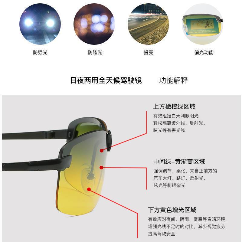 Day and night polarized color changing sunglasses for men and women driving night vision glasses driver's glasses anti high beam
