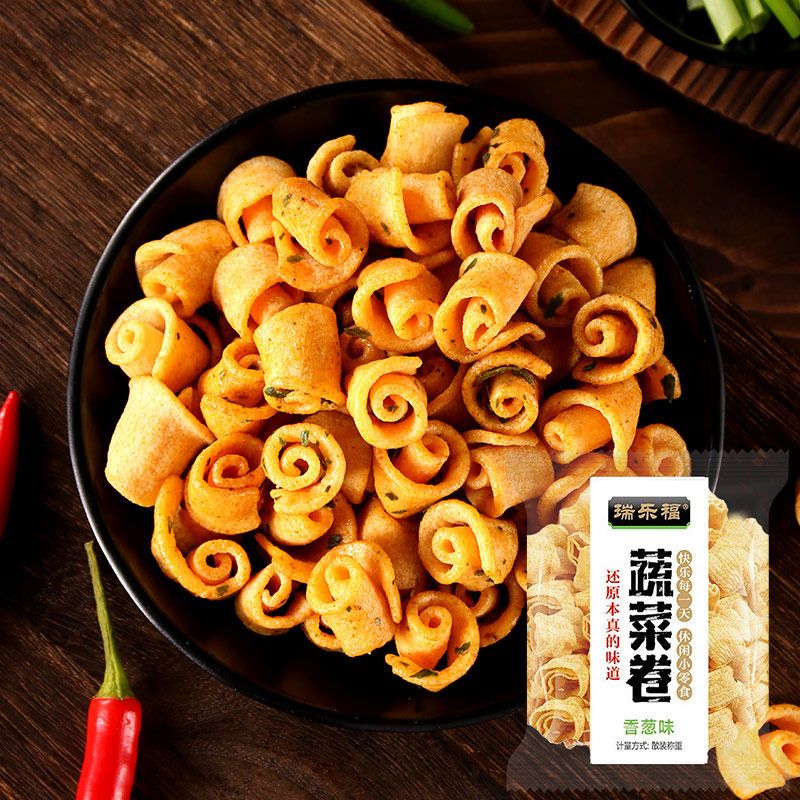 香酥蔬菜卷海苔香辣肉松味厂家批发包邮饼干薄脆膨化食品锅巴零食