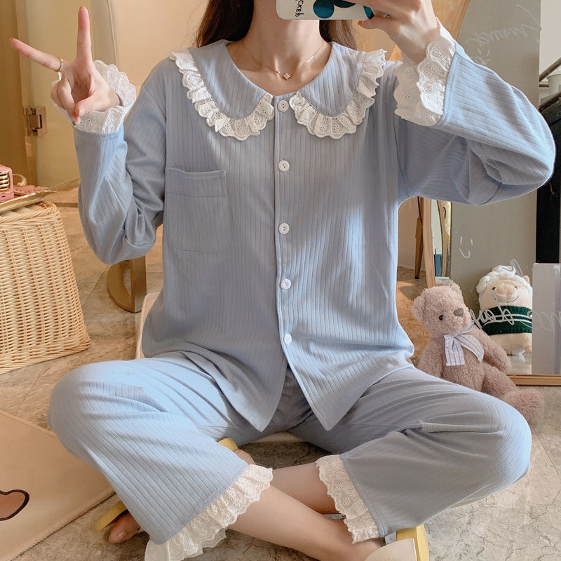 Pajamas women's spring and autumn princess wind Korean version of the student cute long-sleeved cotton thin two-piece suit summer women's home clothes