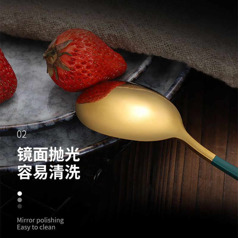 韩式ins不锈钢勺子叉子家用筷子吃饭长柄汤匙创意叉勺筷餐具套装
