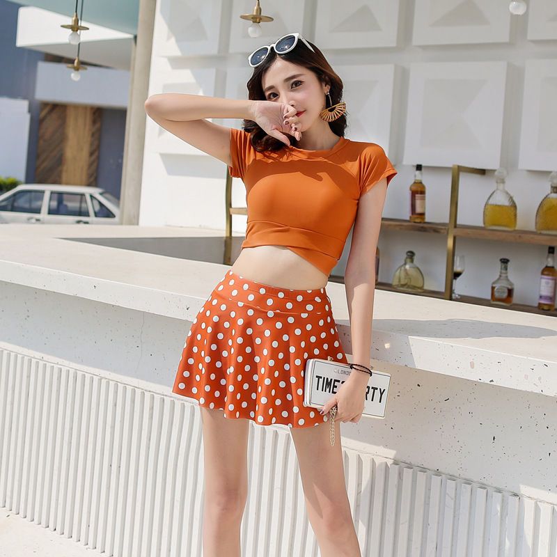 Les swimsuit female split two-piece boxer skirt ladies hot spring conservative slimming small fresh student swimsuit