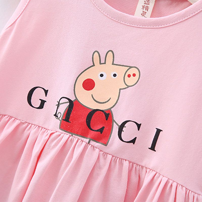 Girls' dress summer Korean version baby girl leisure vest vest skirt 0-4 year old piggy Paige Princess pleated princess skirt