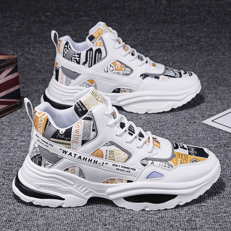 Dad shoes men's Korean version trend autumn and winter ins super fire high top sports men's climax shoes small white board shoes