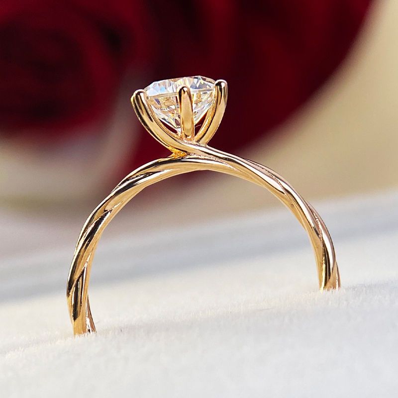 18k rose gold platinum one carat diamond ring women's us mosang stone diamond ring six claw simple twist arm ring