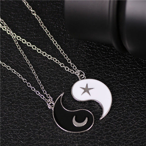 Korean version of simple couple's best friend combination set chain star moon eight trigrams alloy pendant for men and women Necklace retro clavicle chain fashion