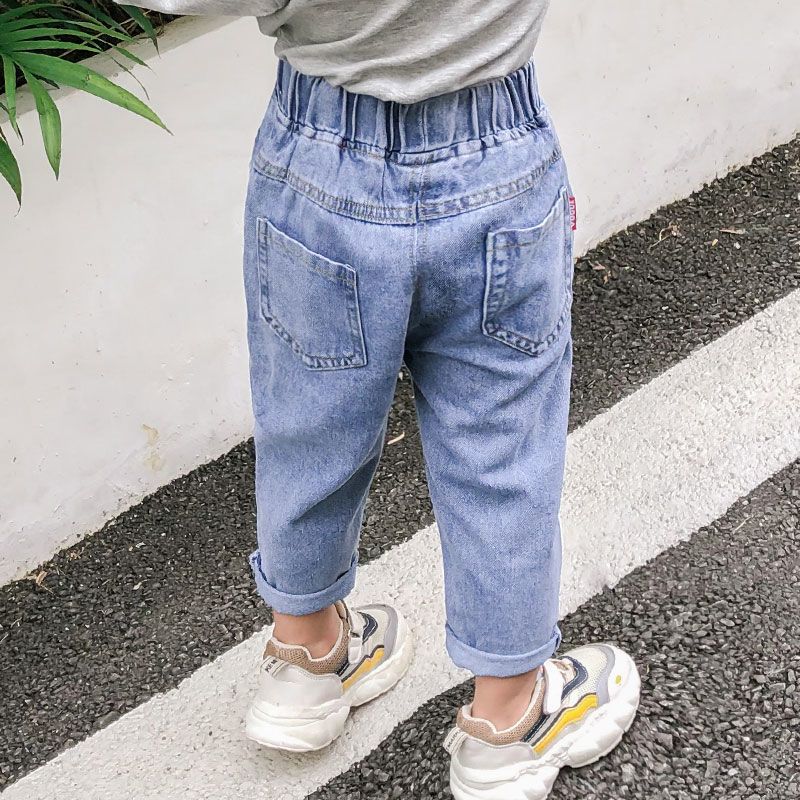 Children's jeans men's and women's autumn and winter baby's plush and thickened casual pants