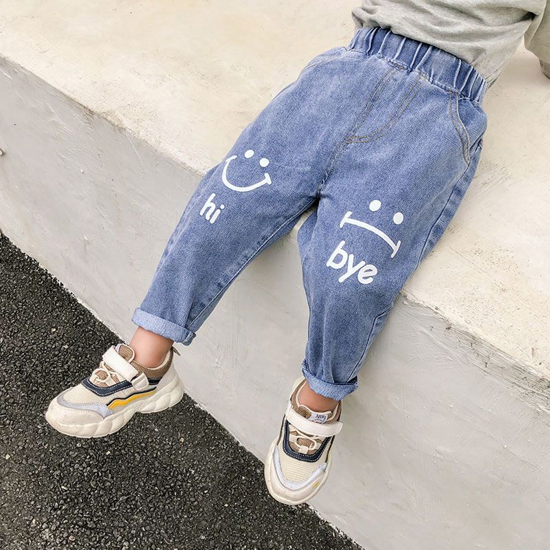 Children's jeans men's and women's autumn and winter baby's plush and thickened casual pants