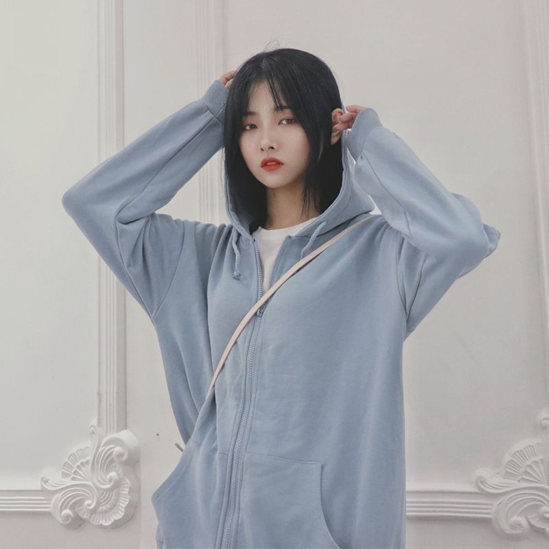 Languid spring and autumn 2020 new hooded sweater women's cardigan coat Student Korean loose ins top trend