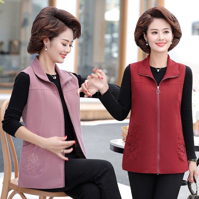 Autumn and winter middle-aged mother's wear autumn and winter vest middle-aged and elderly women's vest vest large size loose waistcoat vest foreign style