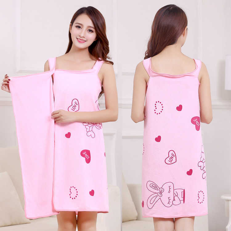 Can wear bath towel, women's water absorption and chest wrapping bath robe, women's light proof, water absorption and thickening soft hairless adult Bath skirt