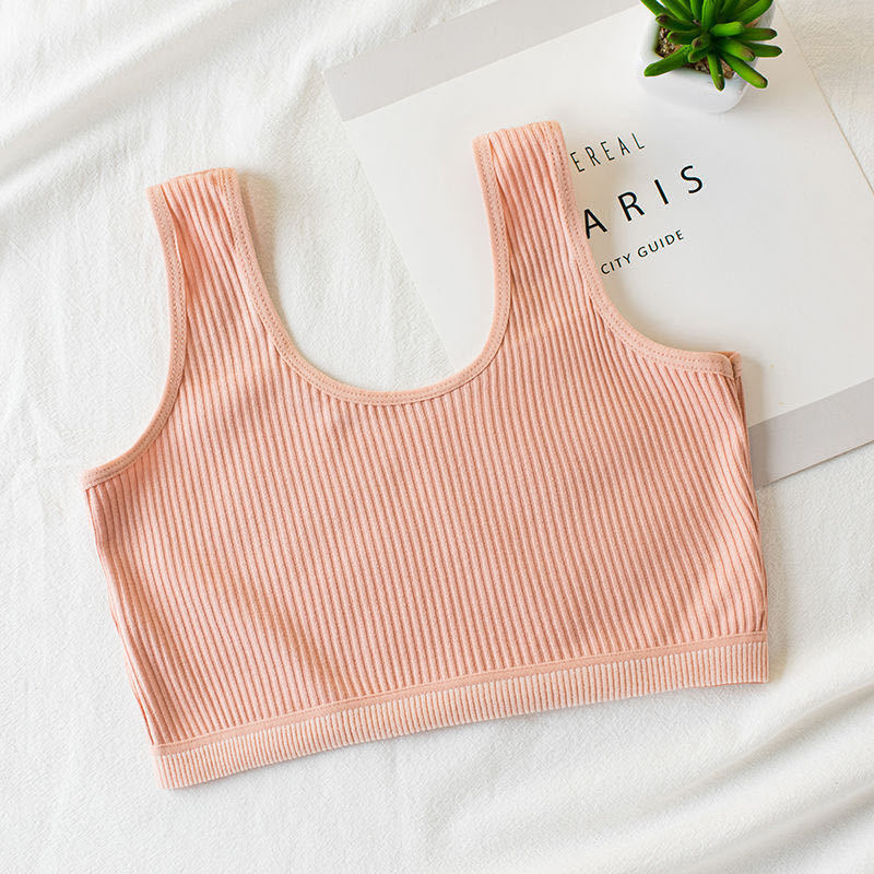 Girls' pure cotton development period vest 8-15 years old middle school students thread mid-length anti-convex tube top