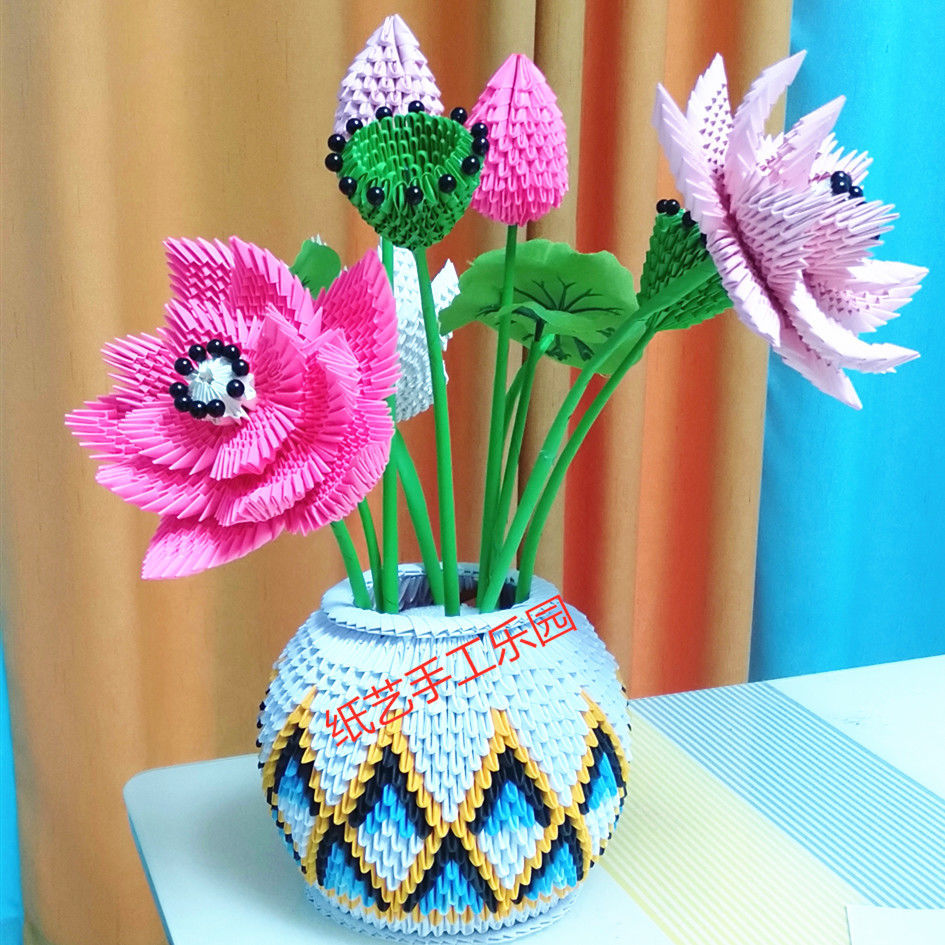 儿童益智三角插手工制作折纸材料包花瓶diy半成品立体创意幼儿园