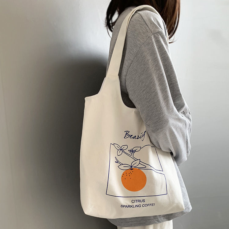Simple fruit canvas bag women's new fashion vest portable single shoulder bag student literature and art large capacity bag