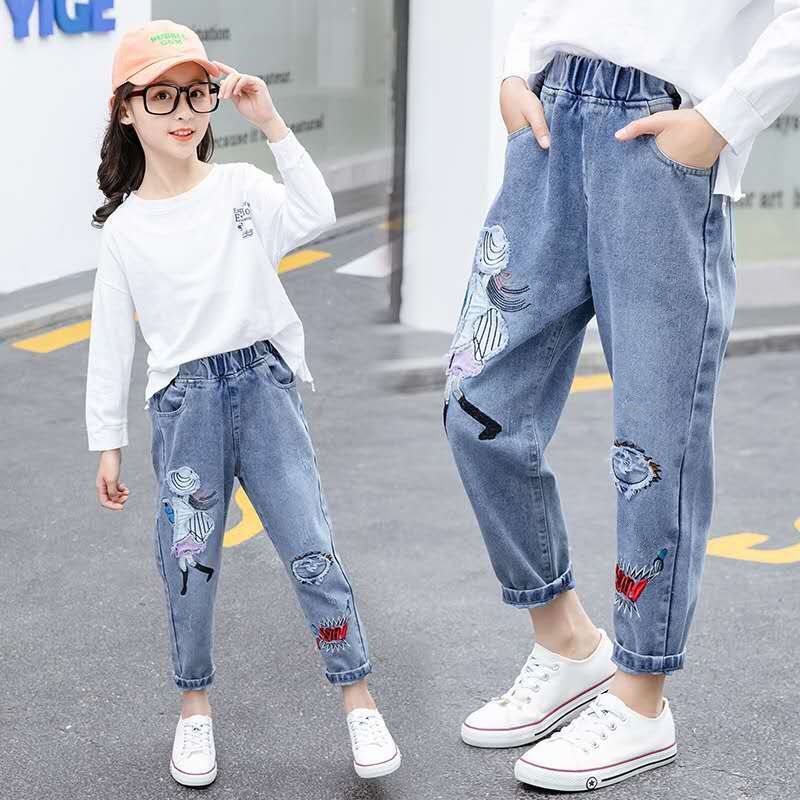 New girls' jeans and slim pants in spring and autumn 2020
