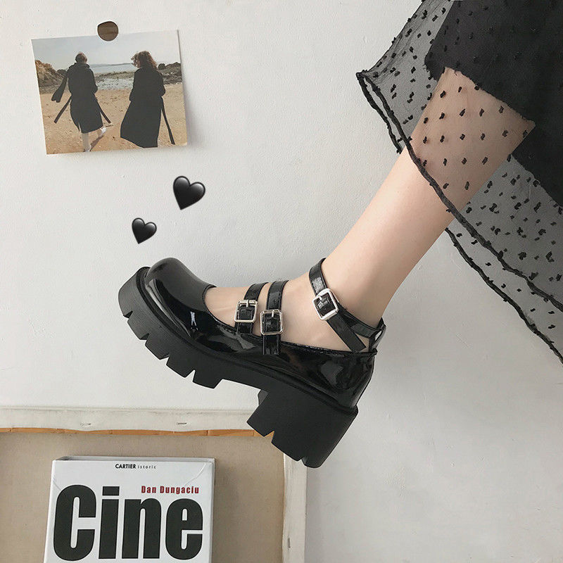 Black leather shoes women's British style 2020 new summer thin retro Japanese JK uniform Hepburn Mary Jane shoes