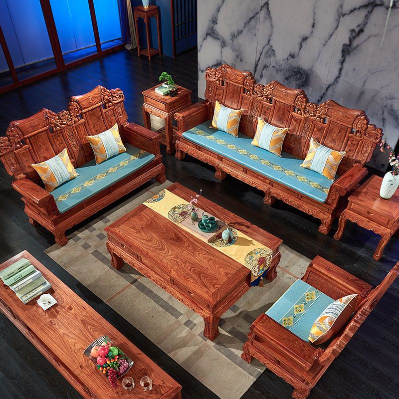 红木沙发刺猬紫檀大奔沙发六件套家用客厅组合中式花梨木实木家具