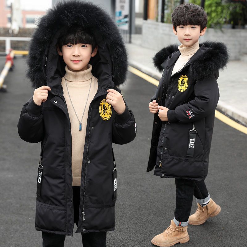 Boys' winter new cotton padded clothes middle and large children's wear middle and long little boys' Korean cotton padded clothes thickened Parka cotton padded jacket fashion