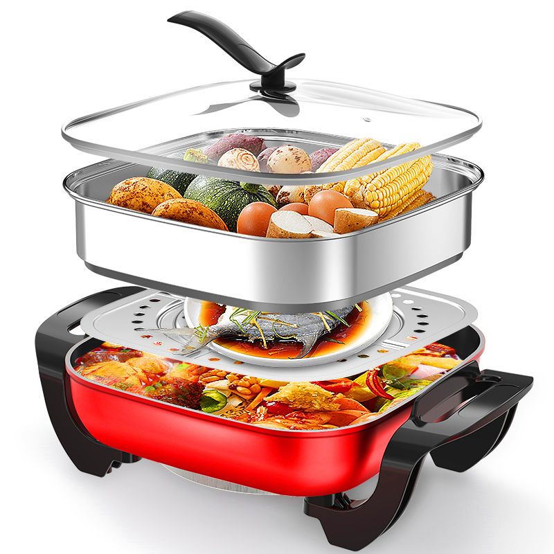 美菱电炒锅多功能电热火锅家用电锅宿舍电煮锅炒菜煮饭烧烤一体锅