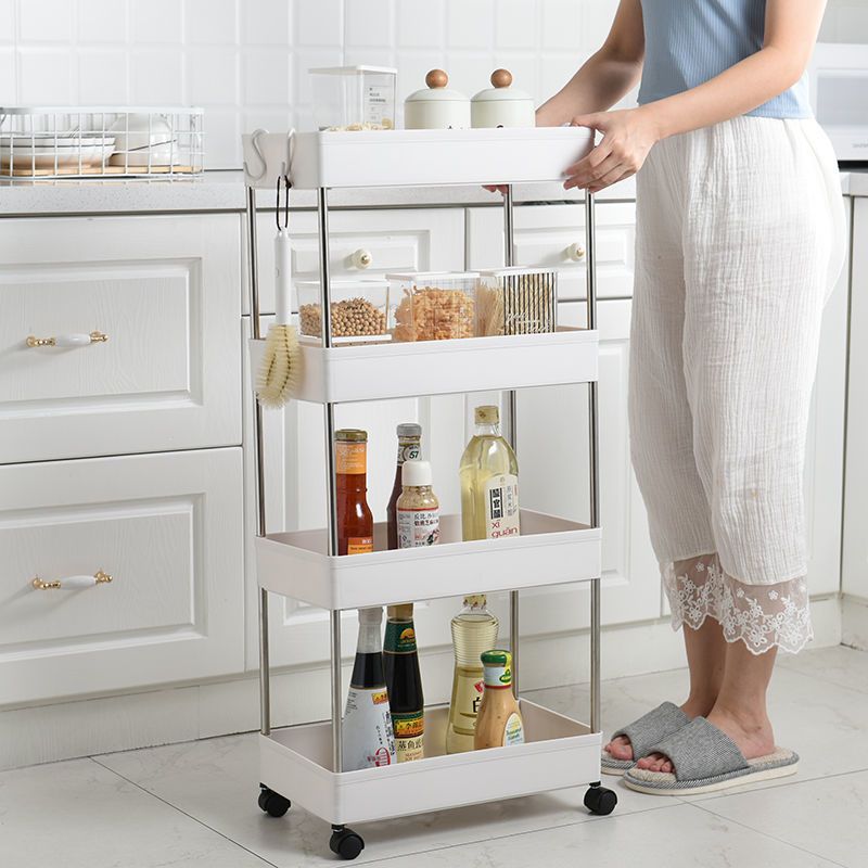 Movable slotted shelf kitchen products household toilet floor type slot trolley storage rack