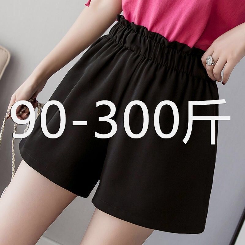 300 Jin oversized high waist Korean Plush shorts for women's autumn and winter fat mm fatter wide leg pants