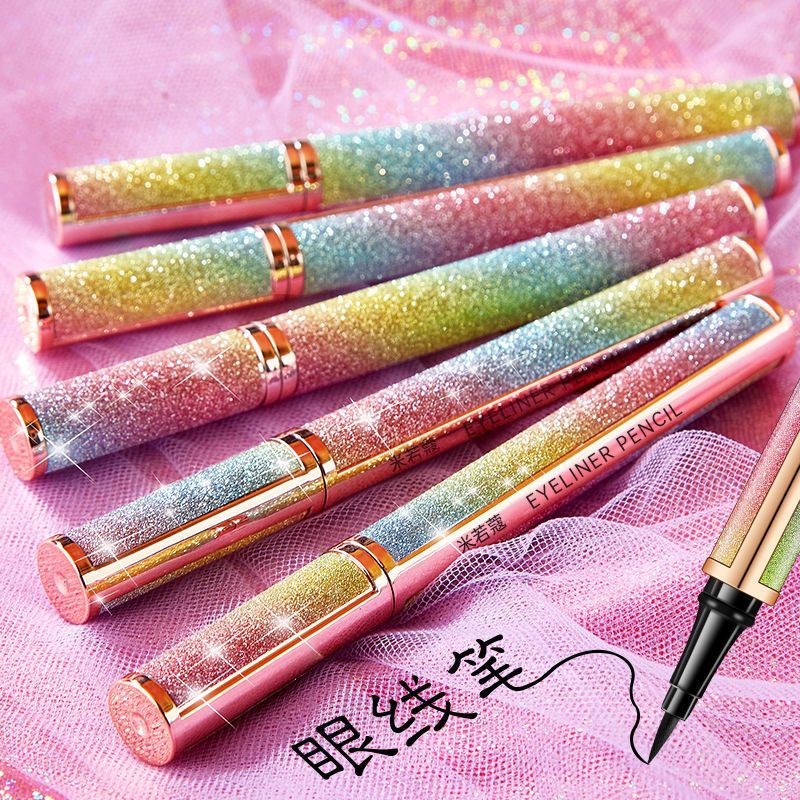 [108 meters without water] high quality starry Eyeliner super waterproof, non staining, durable student eye soft head.