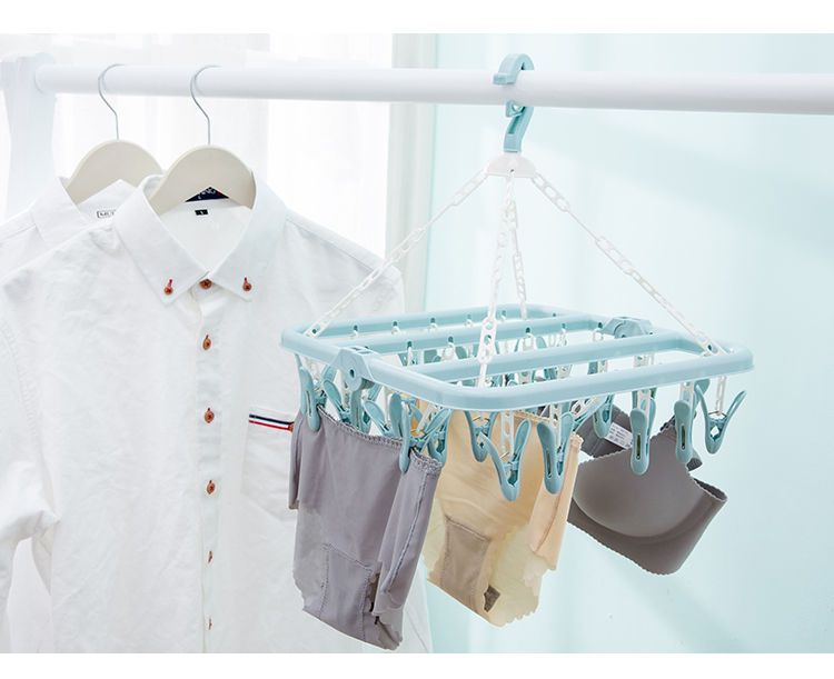 多功能晒袜子衣架32夹塑料婴儿晾衣夹家用晒衣架宝宝晾衣架内衣架