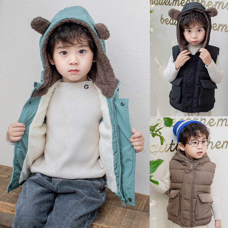 Children's down cotton vest thickened down autumn and winter girls and boys 2020 new Hoodie baby vest fashion boy