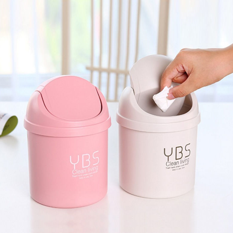 Small trash can desktop trash can creative Mini cute Korean small desk household paper basket with cover