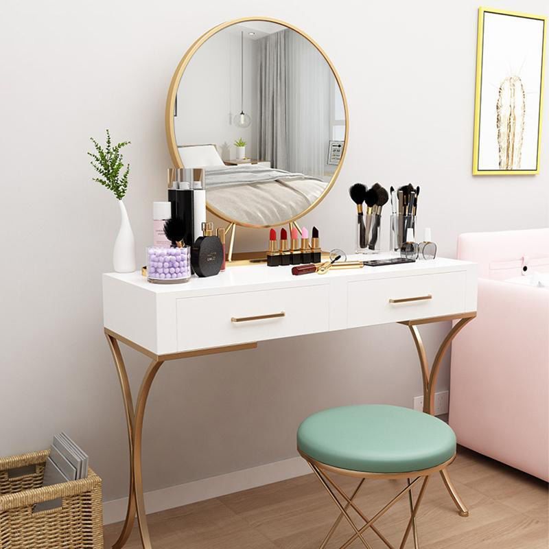 Make up mirror with LED lamp desk top bedroom large size dressing mirror household net red paste wall hanging round mirror