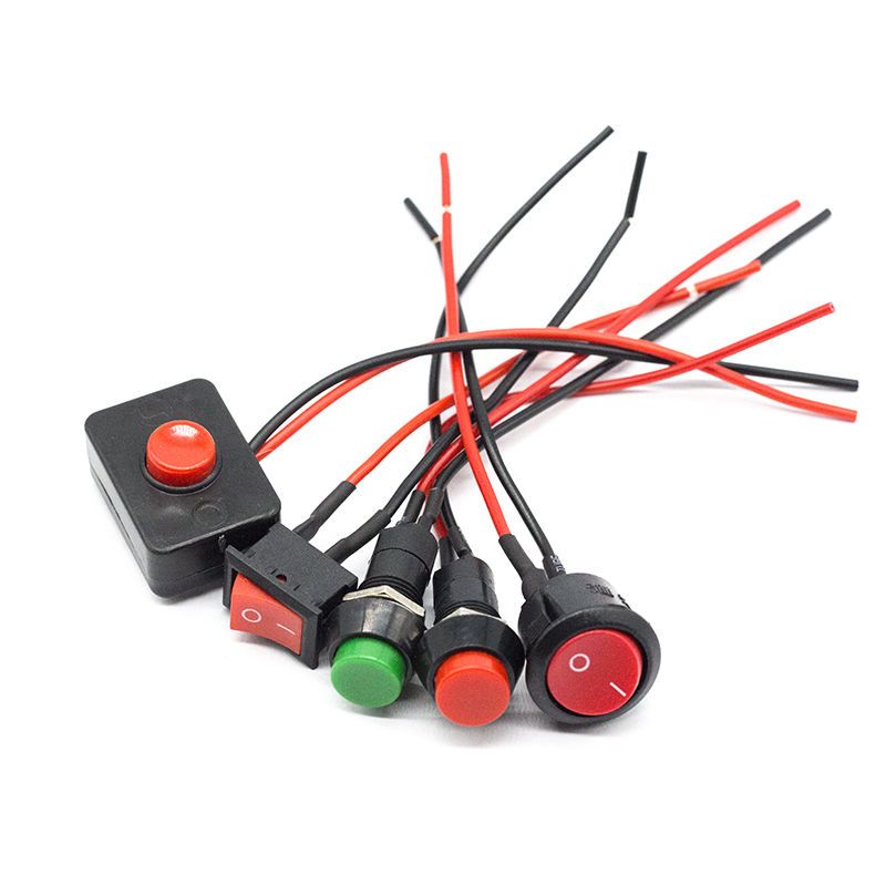 汽车用按钮小开关改装开关喇叭开关车灯开关翘板日行灯带线12v24v