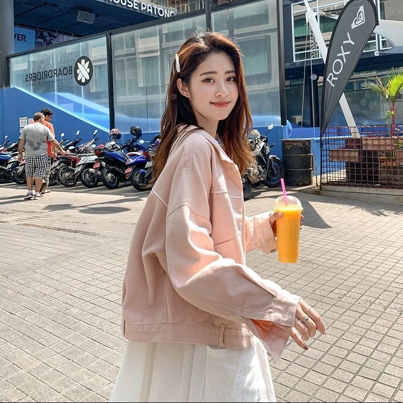 Autumn new pink denim coat for women 2020 autumn new Korean denim student thin top