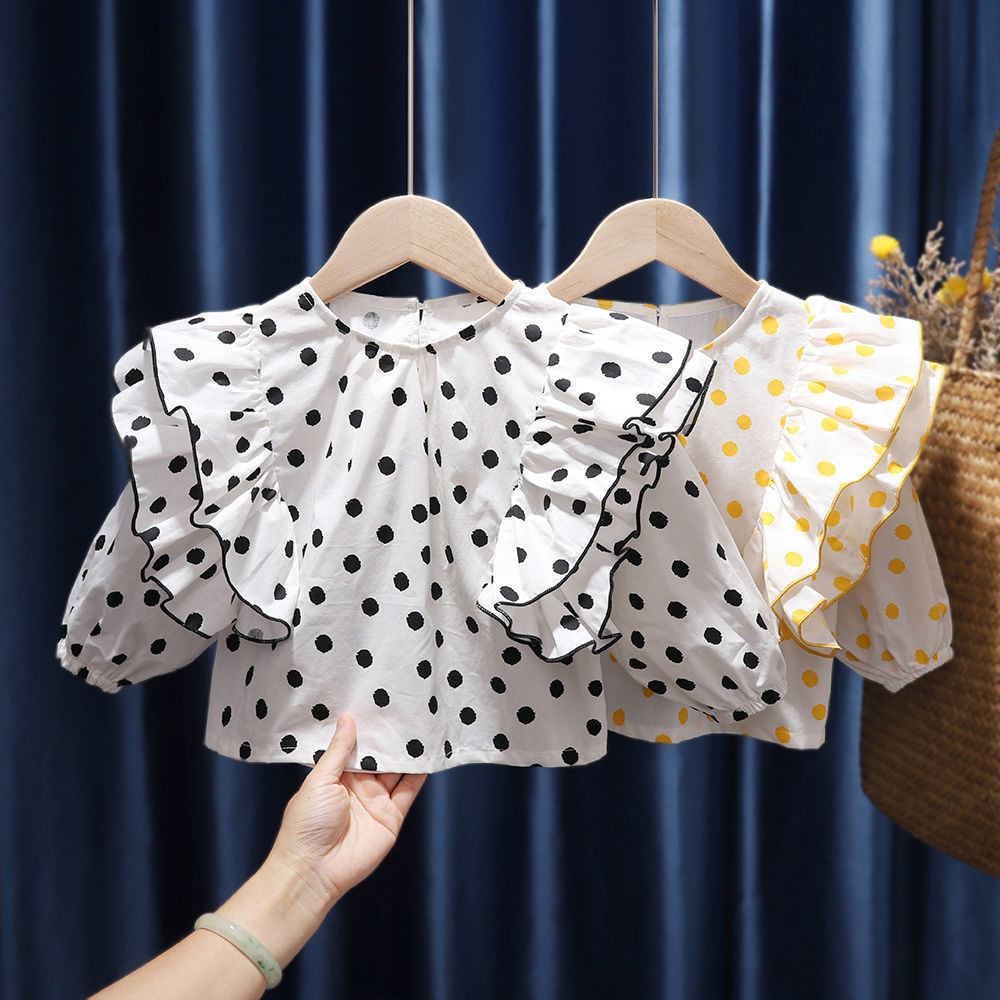 Girls' baby shirt 2020 spring and Autumn New Korean children's fashion wave dot top baby long sleeve shirt fashion