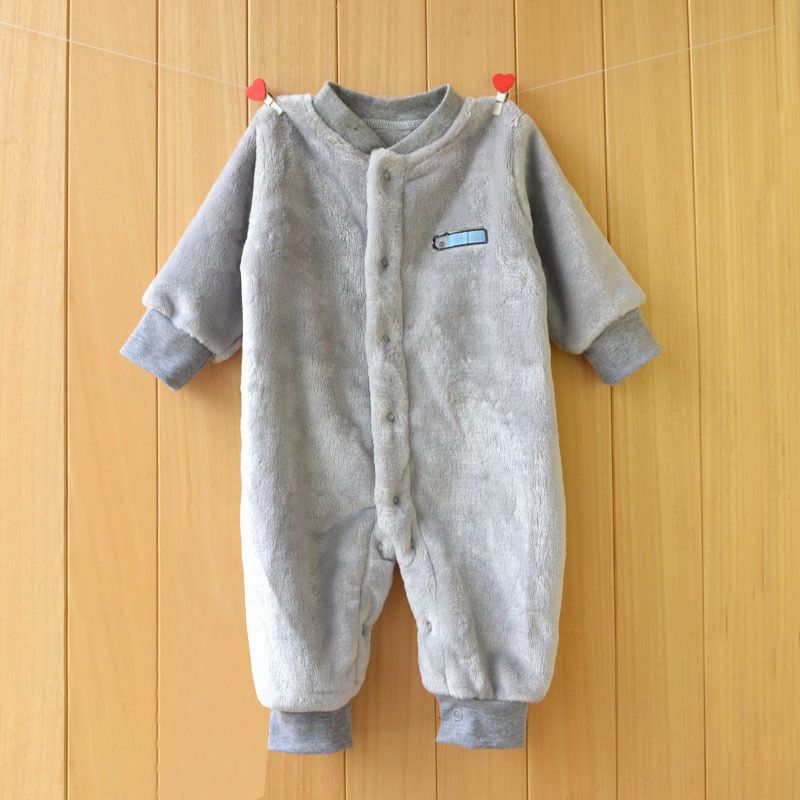Baby's pajamas one piece clothes autumn clothes winter thick Rompers 0-1 year old boys' climbing clothes flannel one piece clothes