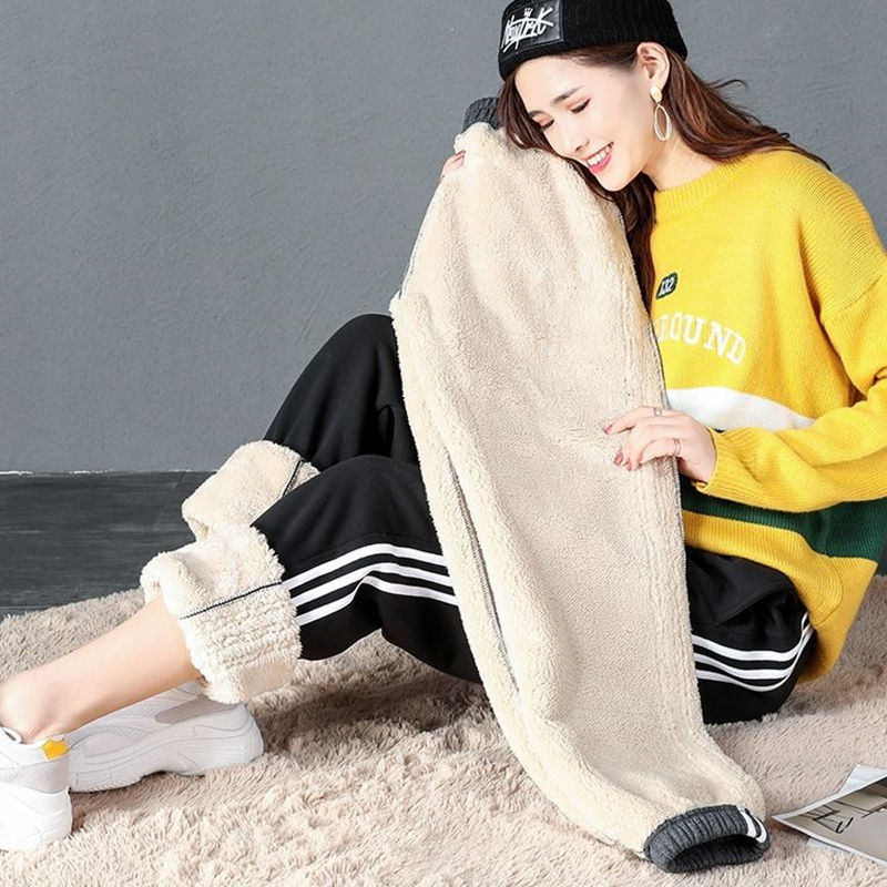 Winter new style cashmere thickened imitation cashmere pants female student Korean versatile Harem Pants sports pants