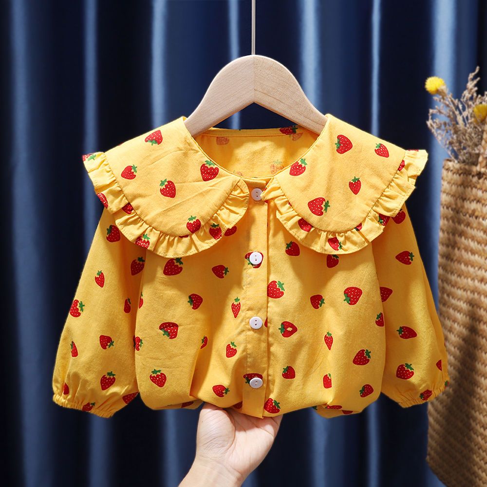 Girl's little fresh printed baby collar sweet shirt princess style shirt beautiful and greasy