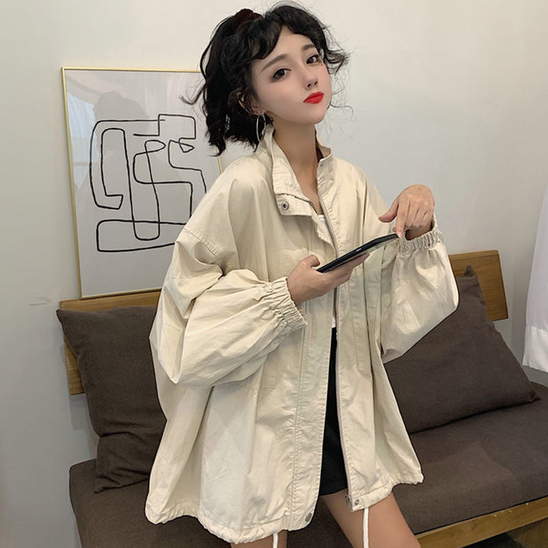 Workwear jacket female 2022 spring new ins student Korean cardigan top Harajuku style loose all-match windbreaker