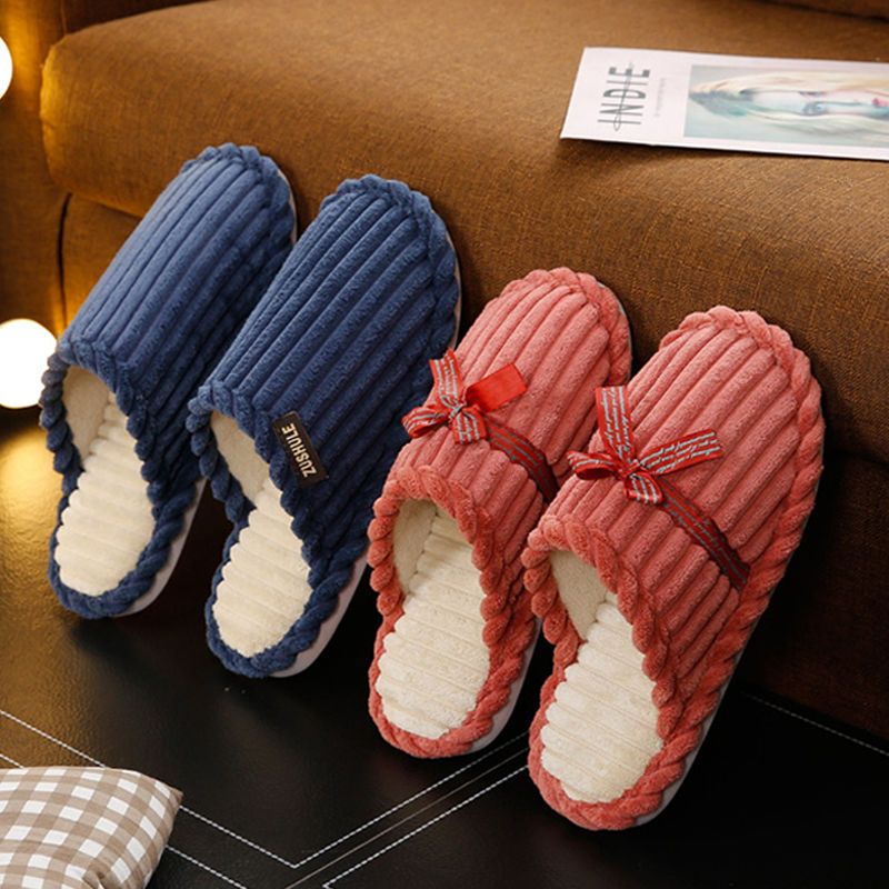 New cotton slippers women's thick soles winter lovely home lovers indoor warm cotton slippers antiskid men's slippers