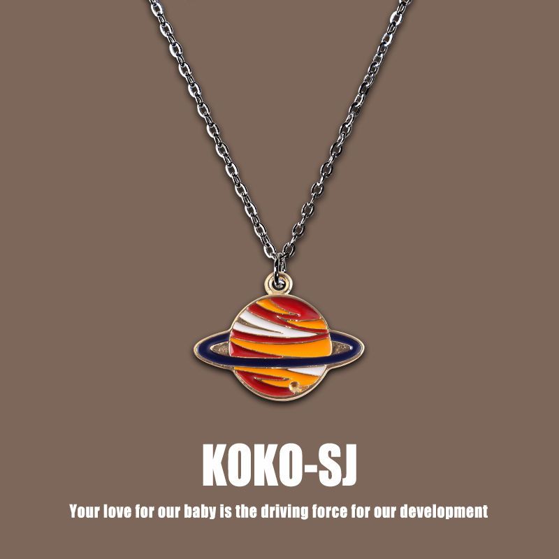 Saturn small necklaces Japan and South Korea simple men's ins net red accessories female hip hop dancing pendant lovers' best friend gift