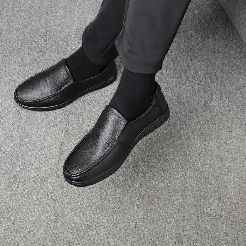 Men's shoes spring and autumn Genuine Leather Men's shoes top leather middle-aged and elderly 464748 large single shoes