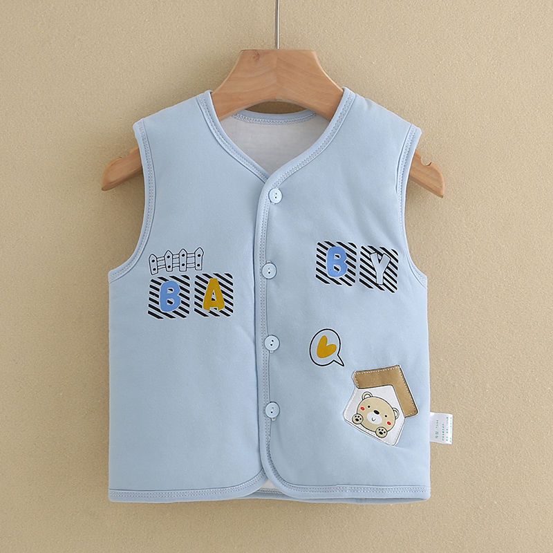 Autumn and winter baby vest spring and autumn 0-1-3 years old boys' warm children's shoulder jacket girls' Plush vest autumn and winter