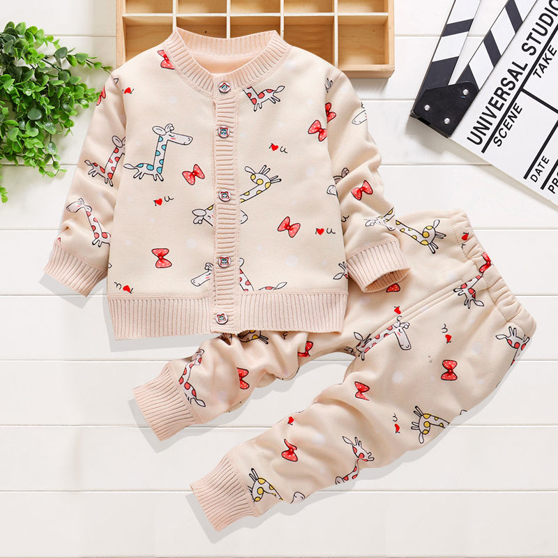Baby suit Plush clothes thickened children's cardigan in autumn and winter