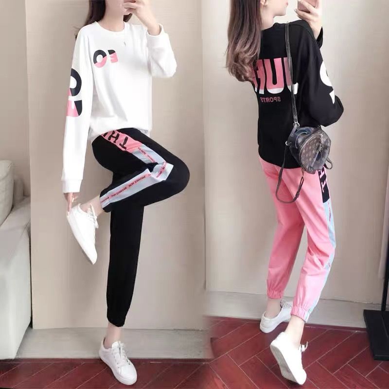 One / two piece sportswear women's fashion 2020 spring and autumn new loose Hong Kong style casual wear