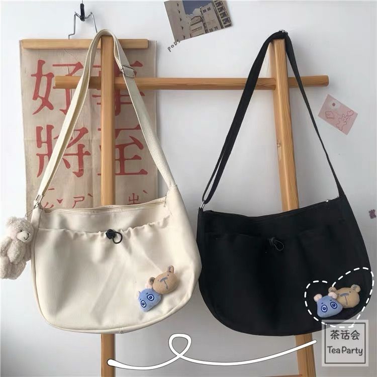 包包女2020新款軟妹帆布包女學生韓版斜挎ins學院風大容量單肩包