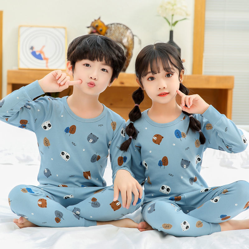 2-15 years old children's pure cotton underwear suit, autumn and winter autumn clothes, autumn trousers, boys' and girls' thin long sleeve pajamas