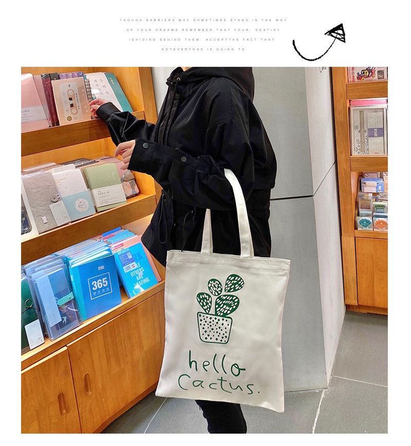 学生文艺帆布包女单肩卡通日系环保购物手提袋斜跨大容量拎书袋子